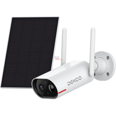 Security Cameras Wireless Outdoor - DEKCO Solar Security Camera for Home Security, 1080p HD, Two-Way Audio, Smart Human Detection, Simple Setup, Night Vision WiFi Camera Outdoor